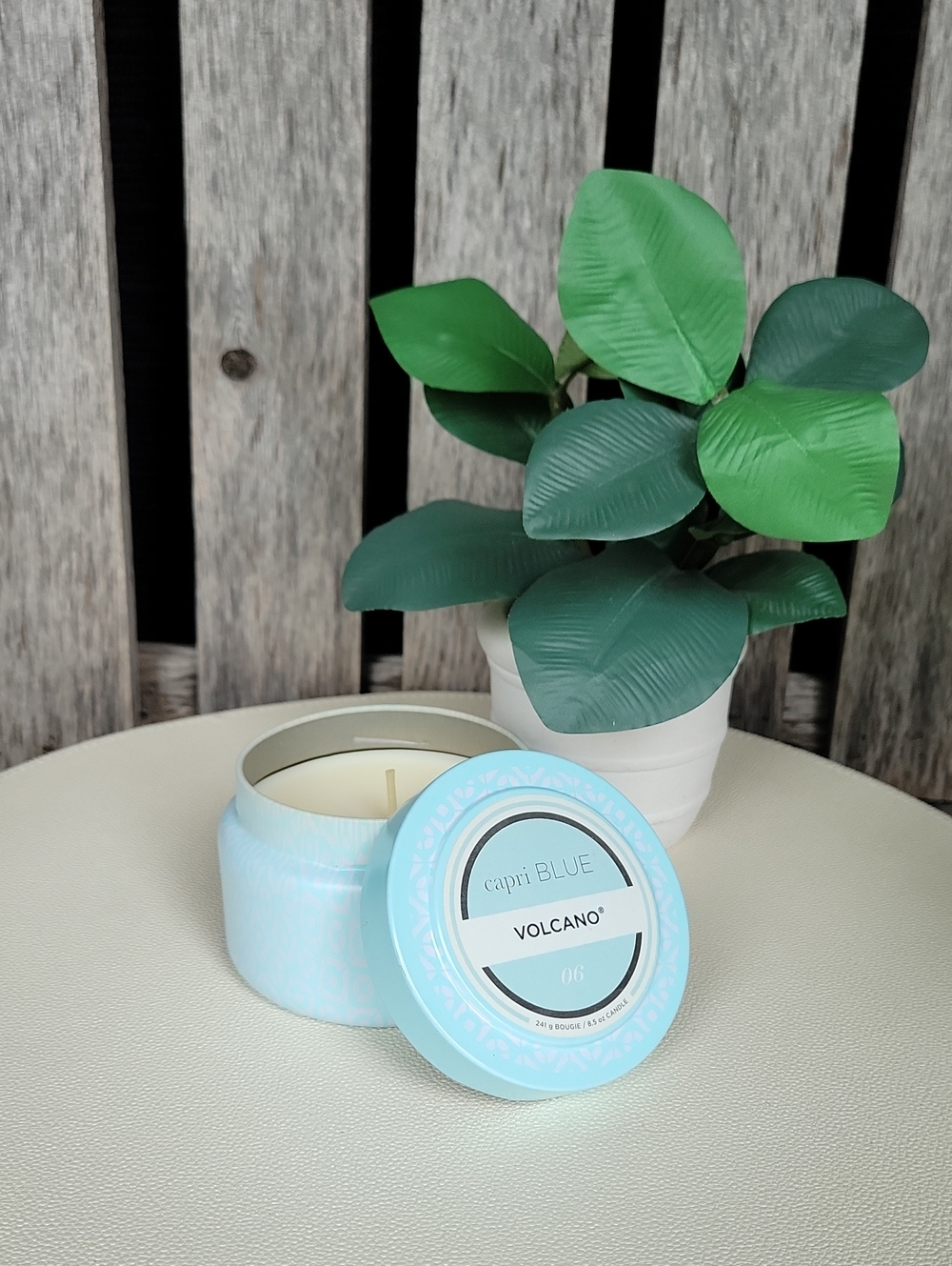 capri BLUE Volcano Candle - Aqua Covered Tin